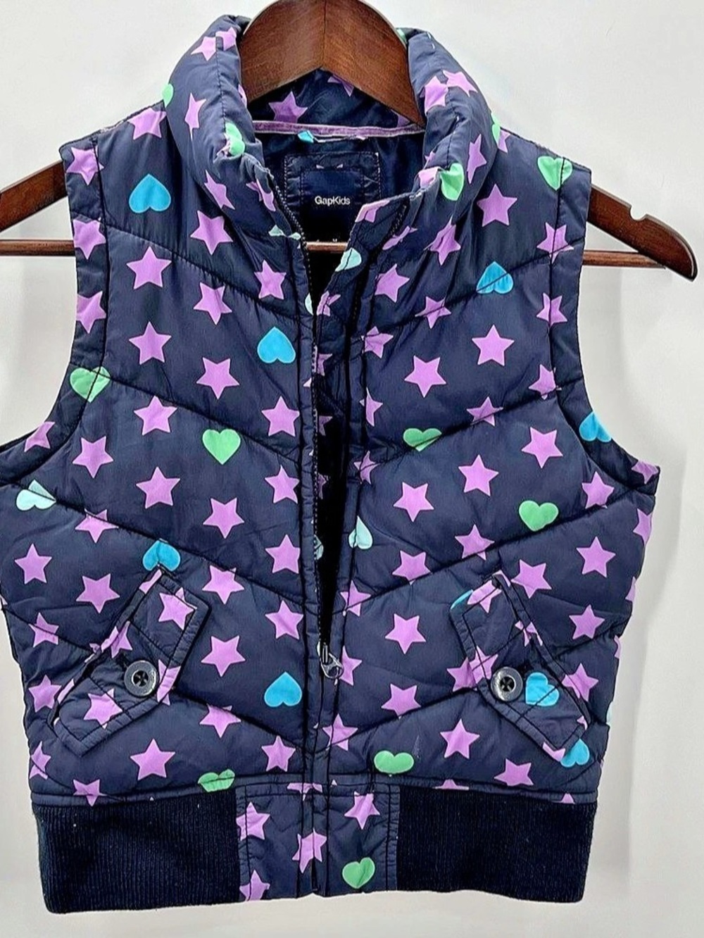 464 GapKids Girls Puffer Vest in Purple & Green Size Medium (8)